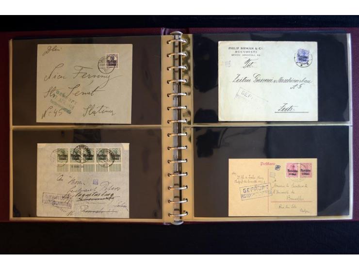 1917/1918, über 110 Briefen, Karten und Ganzsachen mit viel Bedarfspost, dabei R- und Eilboten-Briefe, Zensuren, bedarfsgebra