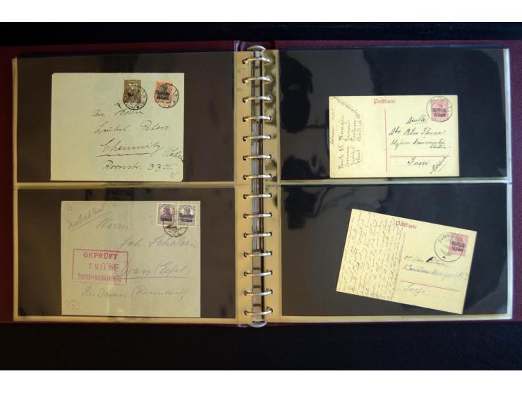 1917/1918, über 110 Briefen, Karten und Ganzsachen mit viel Bedarfspost, dabei R- und Eilboten-Briefe, Zensuren, bedarfsgebra