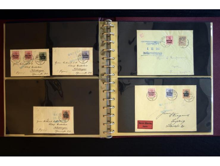 1917/1918, über 110 Briefen, Karten und Ganzsachen mit viel Bedarfspost, dabei R- und Eilboten-Briefe, Zensuren, bedarfsgebra