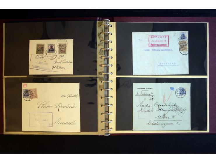 1917/1918, über 110 Briefen, Karten und Ganzsachen mit viel Bedarfspost, dabei R- und Eilboten-Briefe, Zensuren, bedarfsgebra