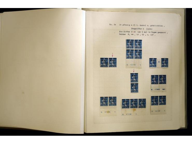 1920/22, vorwiegend ungebrauchte, 4-bändige Spezialsammlung von Druckdaten, Zwischenstegpaare und Millesime, dabei viele Einh