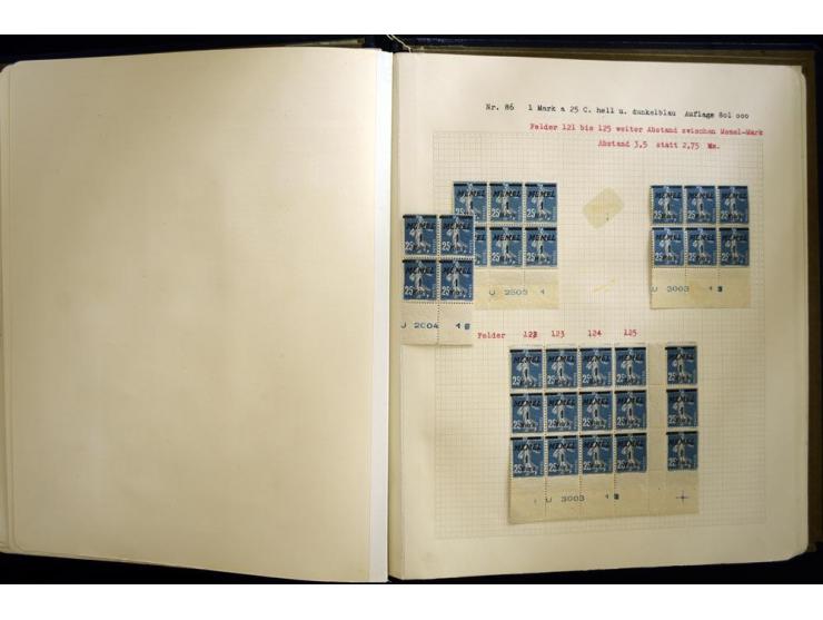 1920/22, vorwiegend ungebrauchte, 4-bändige Spezialsammlung von Druckdaten, Zwischenstegpaare und Millesime, dabei viele Einh