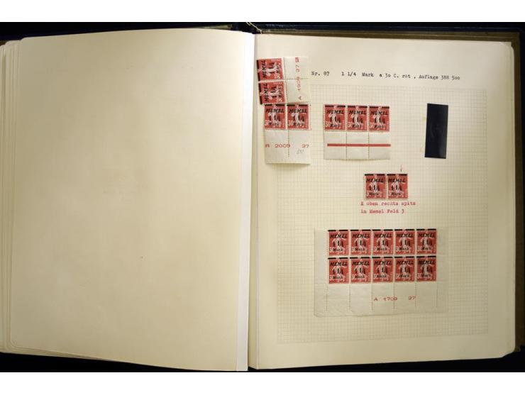1920/22, vorwiegend ungebrauchte, 4-bändige Spezialsammlung von Druckdaten, Zwischenstegpaare und Millesime, dabei viele Einh