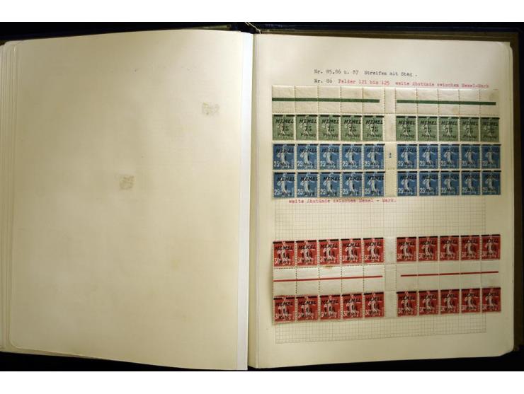 1920/22, vorwiegend ungebrauchte, 4-bändige Spezialsammlung von Druckdaten, Zwischenstegpaare und Millesime, dabei viele Einh