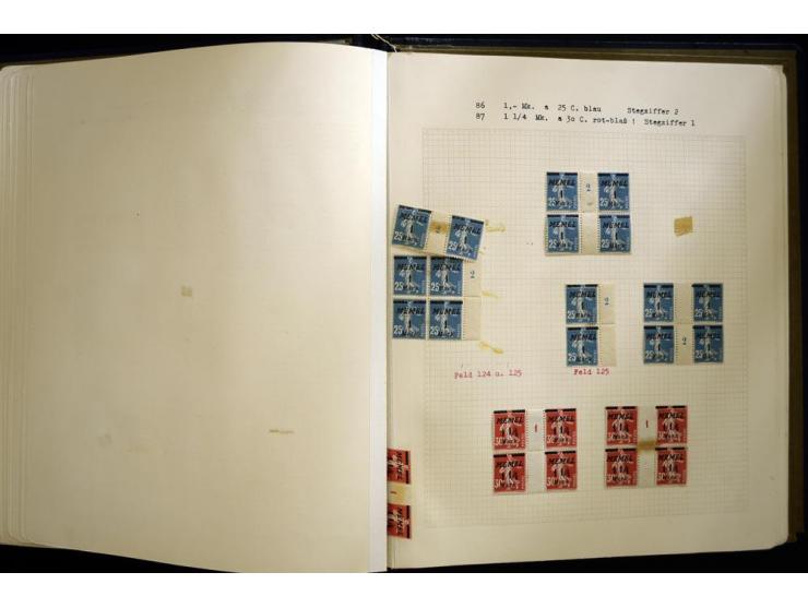 1920/22, vorwiegend ungebrauchte, 4-bändige Spezialsammlung von Druckdaten, Zwischenstegpaare und Millesime, dabei viele Einh