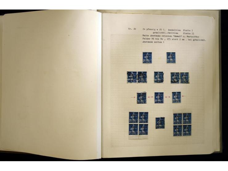1920/22, vorwiegend ungebrauchte, 4-bändige Spezialsammlung von Druckdaten, Zwischenstegpaare und Millesime, dabei viele Einh