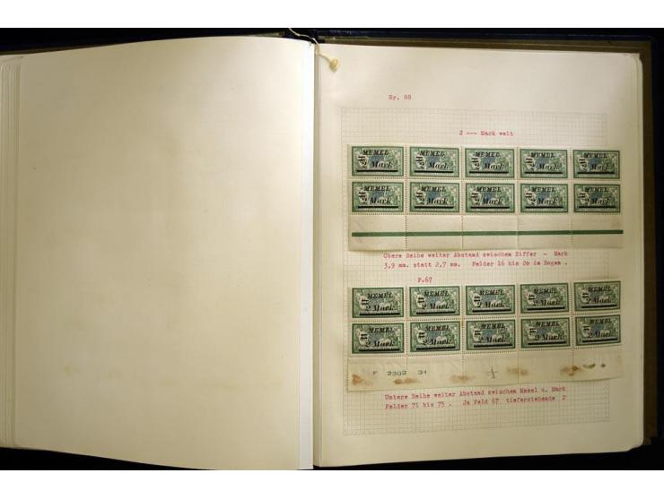 1920/22, vorwiegend ungebrauchte, 4-bändige Spezialsammlung von Druckdaten, Zwischenstegpaare und Millesime, dabei viele Einh
