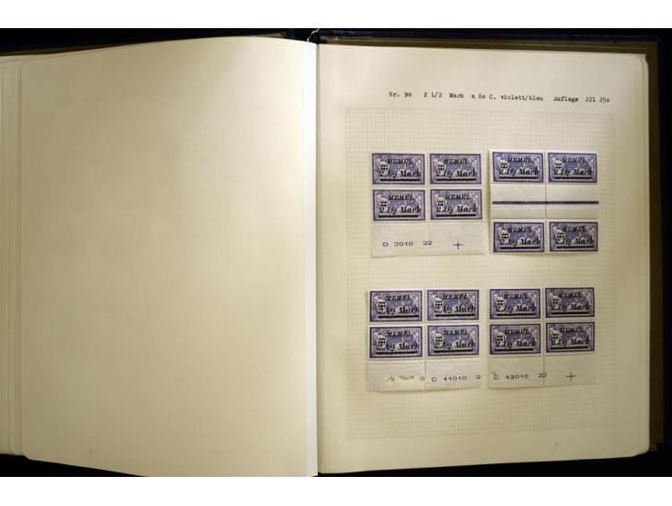1920/22, vorwiegend ungebrauchte, 4-bändige Spezialsammlung von Druckdaten, Zwischenstegpaare und Millesime, dabei viele Einh