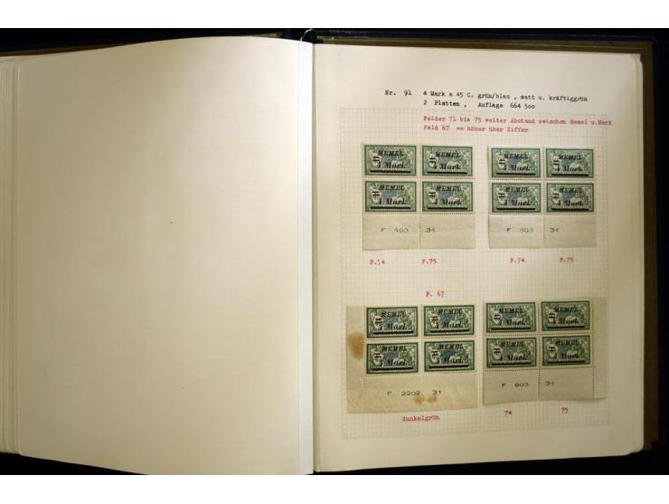 1920/22, vorwiegend ungebrauchte, 4-bändige Spezialsammlung von Druckdaten, Zwischenstegpaare und Millesime, dabei viele Einh