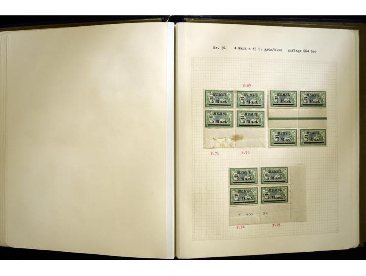 1920/22, vorwiegend ungebrauchte, 4-bändige Spezialsammlung von Druckdaten, Zwischenstegpaare und Millesime, dabei viele Einh