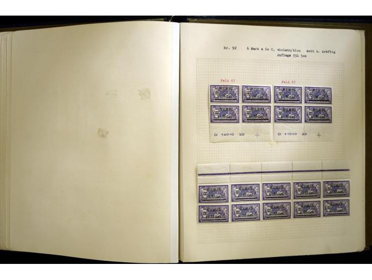 1920/22, vorwiegend ungebrauchte, 4-bändige Spezialsammlung von Druckdaten, Zwischenstegpaare und Millesime, dabei viele Einh