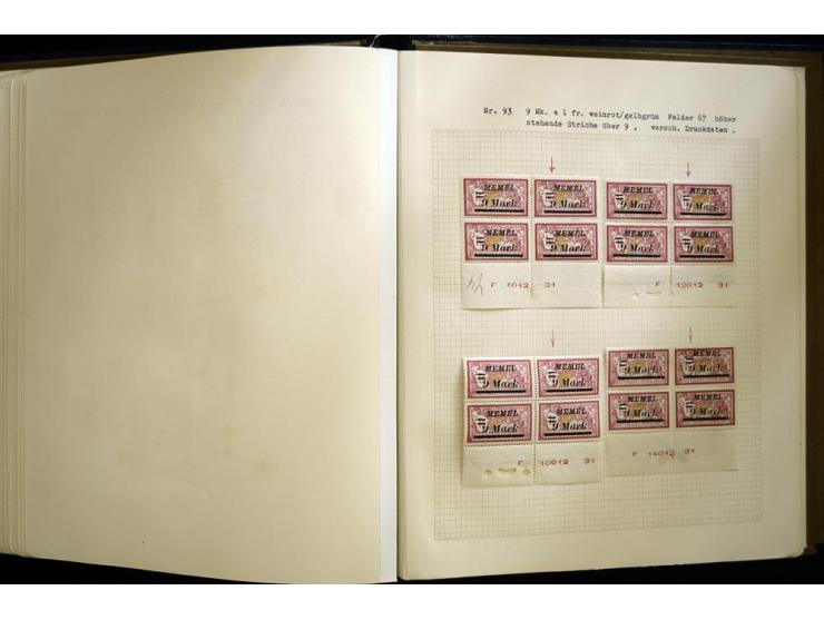1920/22, vorwiegend ungebrauchte, 4-bändige Spezialsammlung von Druckdaten, Zwischenstegpaare und Millesime, dabei viele Einh