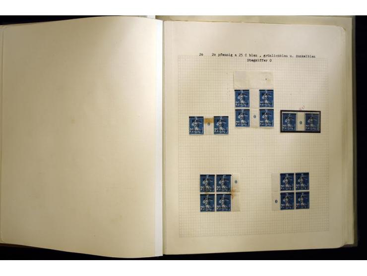1920/22, vorwiegend ungebrauchte, 4-bändige Spezialsammlung von Druckdaten, Zwischenstegpaare und Millesime, dabei viele Einh
