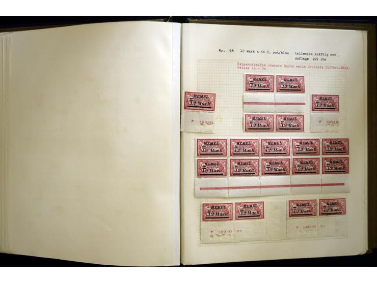 1920/22, vorwiegend ungebrauchte, 4-bändige Spezialsammlung von Druckdaten, Zwischenstegpaare und Millesime, dabei viele Einh
