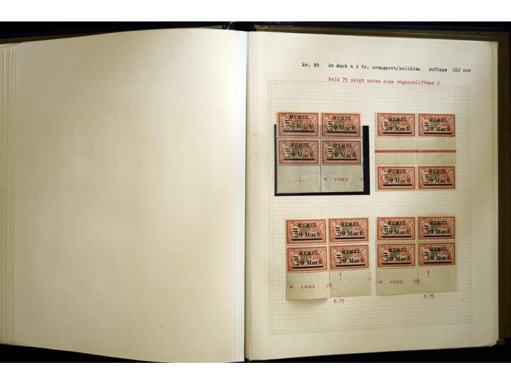 1920/22, vorwiegend ungebrauchte, 4-bändige Spezialsammlung von Druckdaten, Zwischenstegpaare und Millesime, dabei viele Einh