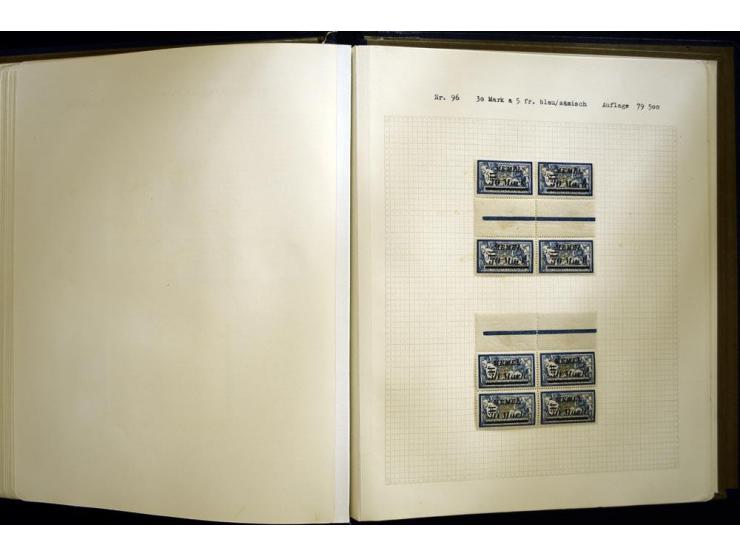1920/22, vorwiegend ungebrauchte, 4-bändige Spezialsammlung von Druckdaten, Zwischenstegpaare und Millesime, dabei viele Einh
