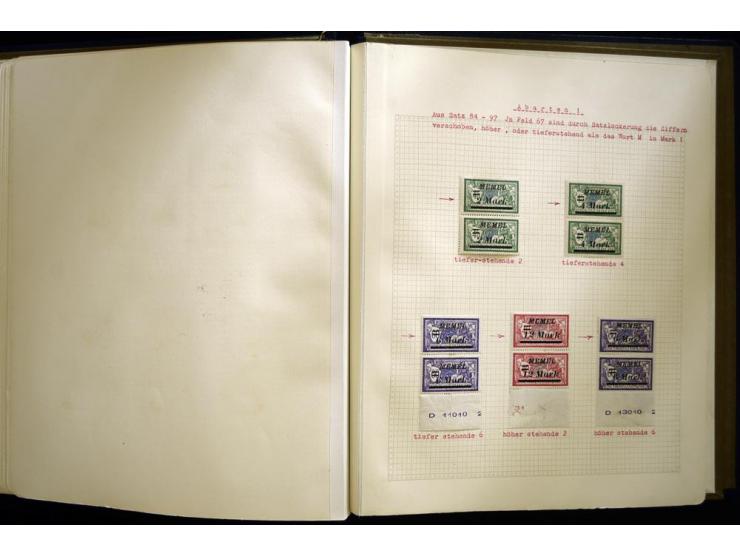 1920/22, vorwiegend ungebrauchte, 4-bändige Spezialsammlung von Druckdaten, Zwischenstegpaare und Millesime, dabei viele Einh