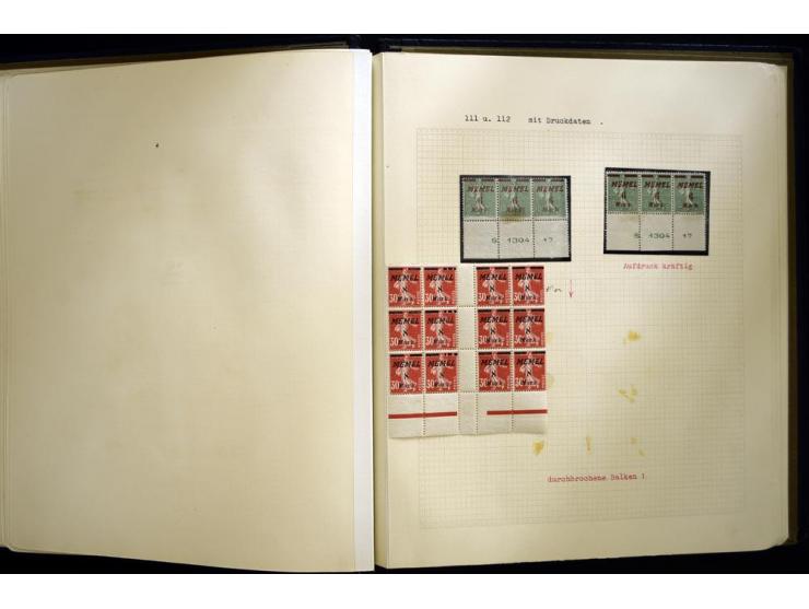 1920/22, vorwiegend ungebrauchte, 4-bändige Spezialsammlung von Druckdaten, Zwischenstegpaare und Millesime, dabei viele Einh