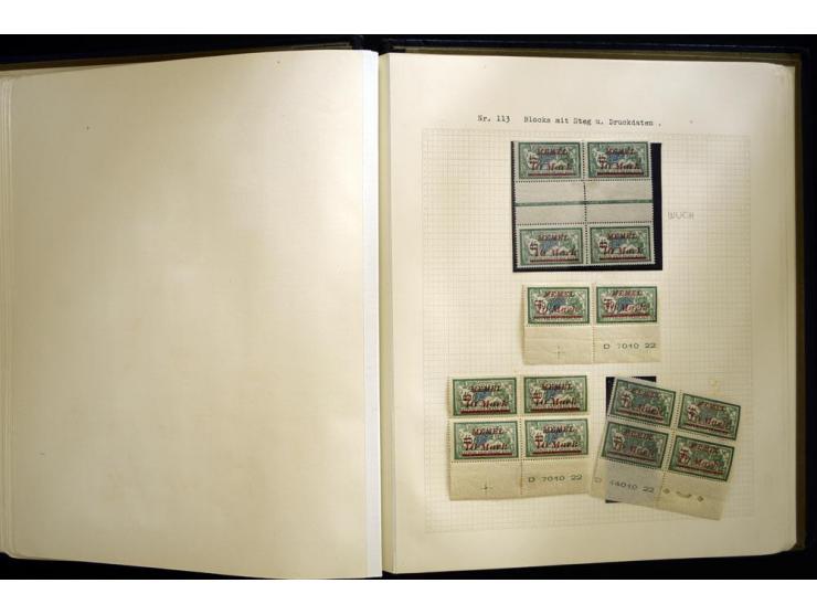 1920/22, vorwiegend ungebrauchte, 4-bändige Spezialsammlung von Druckdaten, Zwischenstegpaare und Millesime, dabei viele Einh