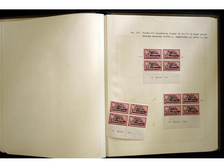 1920/22, vorwiegend ungebrauchte, 4-bändige Spezialsammlung von Druckdaten, Zwischenstegpaare und Millesime, dabei viele Einh