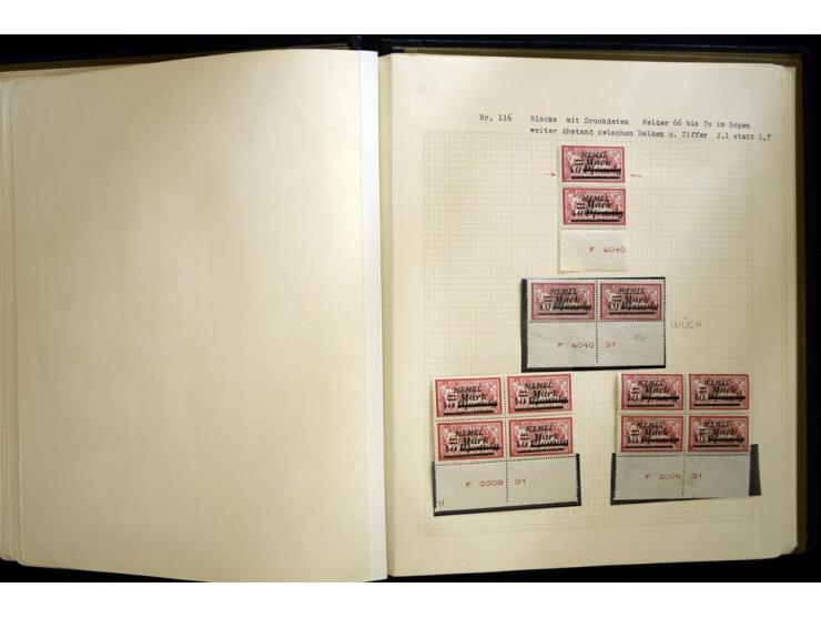 1920/22, vorwiegend ungebrauchte, 4-bändige Spezialsammlung von Druckdaten, Zwischenstegpaare und Millesime, dabei viele Einh