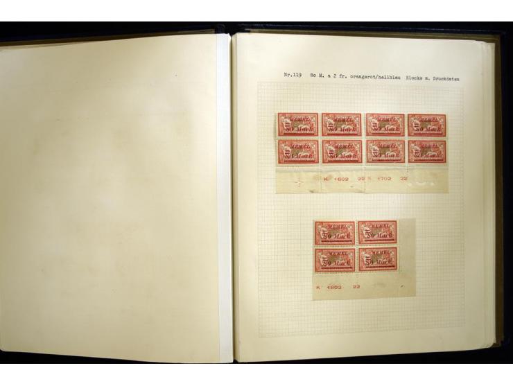 1920/22, vorwiegend ungebrauchte, 4-bändige Spezialsammlung von Druckdaten, Zwischenstegpaare und Millesime, dabei viele Einh