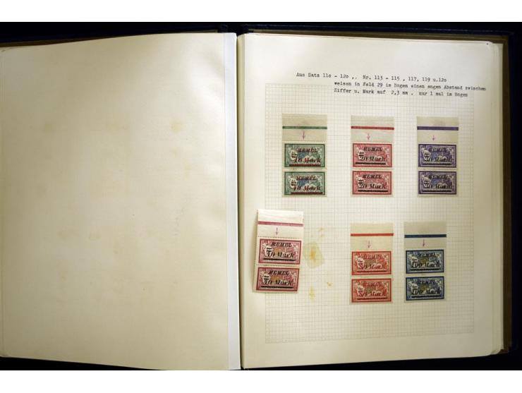 1920/22, vorwiegend ungebrauchte, 4-bändige Spezialsammlung von Druckdaten, Zwischenstegpaare und Millesime, dabei viele Einh