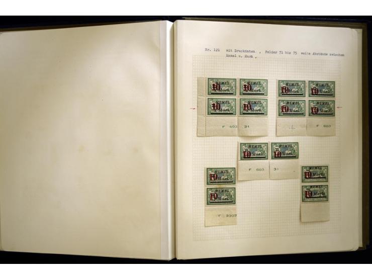 1920/22, vorwiegend ungebrauchte, 4-bändige Spezialsammlung von Druckdaten, Zwischenstegpaare und Millesime, dabei viele Einh