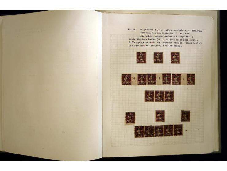 1920/22, vorwiegend ungebrauchte, 4-bändige Spezialsammlung von Druckdaten, Zwischenstegpaare und Millesime, dabei viele Einh