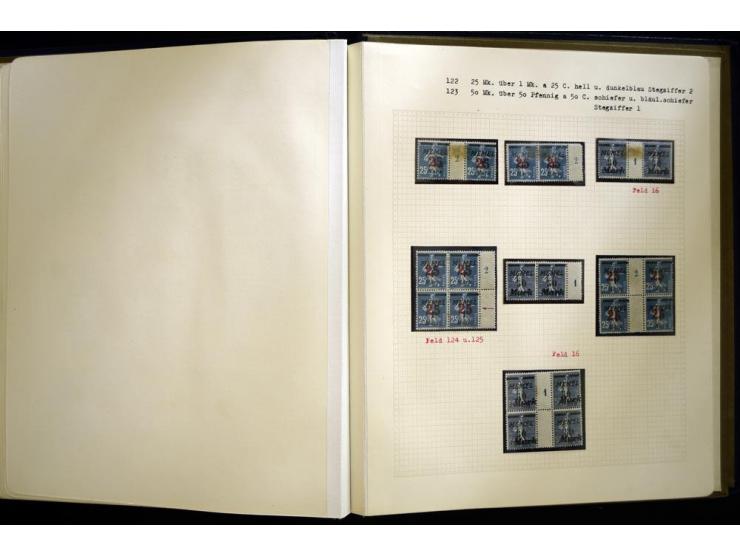 1920/22, vorwiegend ungebrauchte, 4-bändige Spezialsammlung von Druckdaten, Zwischenstegpaare und Millesime, dabei viele Einh