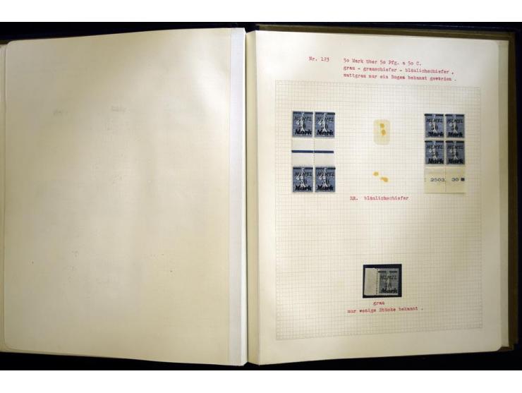 1920/22, vorwiegend ungebrauchte, 4-bändige Spezialsammlung von Druckdaten, Zwischenstegpaare und Millesime, dabei viele Einh