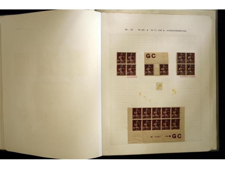 1920/22, vorwiegend ungebrauchte, 4-bändige Spezialsammlung von Druckdaten, Zwischenstegpaare und Millesime, dabei viele Einh
