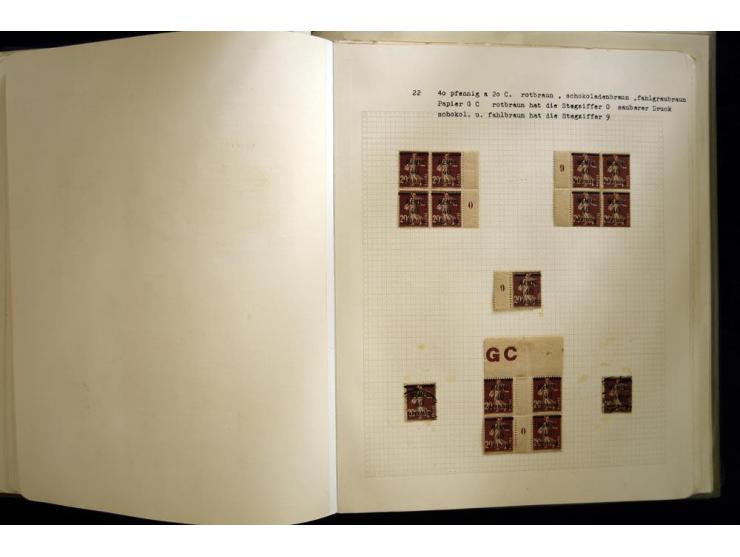 1920/22, vorwiegend ungebrauchte, 4-bändige Spezialsammlung von Druckdaten, Zwischenstegpaare und Millesime, dabei viele Einh