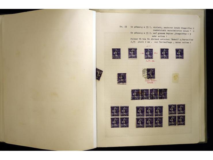 1920/22, vorwiegend ungebrauchte, 4-bändige Spezialsammlung von Druckdaten, Zwischenstegpaare und Millesime, dabei viele Einh