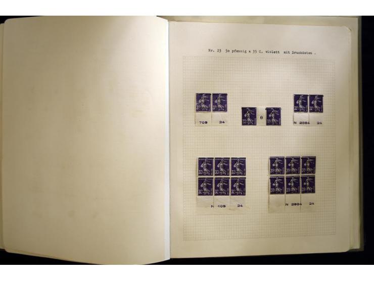 1920/22, vorwiegend ungebrauchte, 4-bändige Spezialsammlung von Druckdaten, Zwischenstegpaare und Millesime, dabei viele Einh