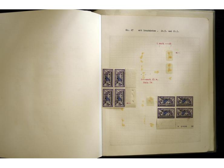 1920/22, vorwiegend ungebrauchte, 4-bändige Spezialsammlung von Druckdaten, Zwischenstegpaare und Millesime, dabei viele Einh