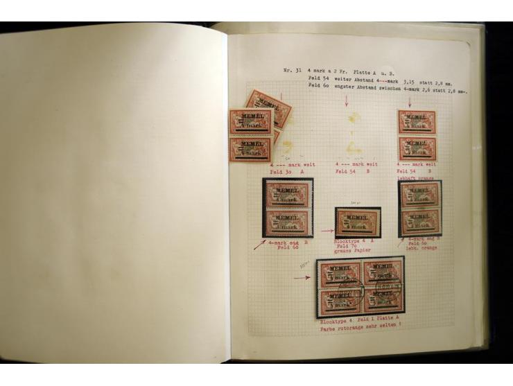 1920/22, vorwiegend ungebrauchte, 4-bändige Spezialsammlung von Druckdaten, Zwischenstegpaare und Millesime, dabei viele Einh