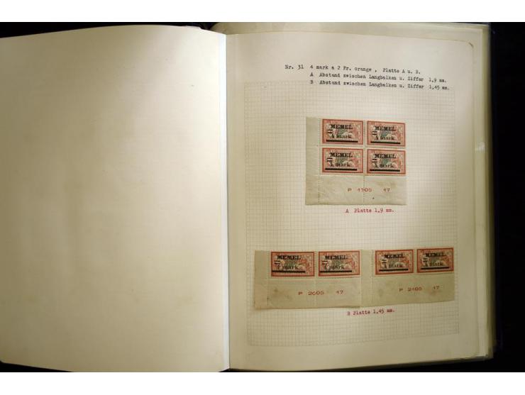 1920/22, vorwiegend ungebrauchte, 4-bändige Spezialsammlung von Druckdaten, Zwischenstegpaare und Millesime, dabei viele Einh