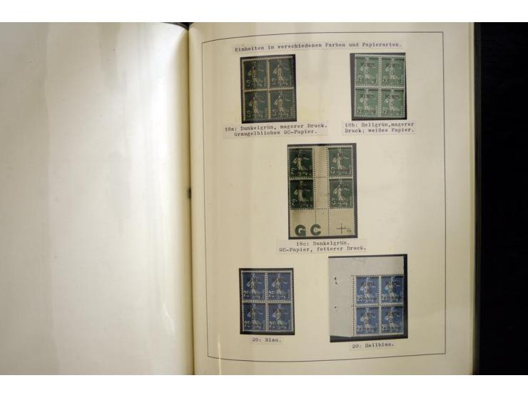 1920/22, vorwiegend ungebrauchte, 4-bändige Spezialsammlung von Druckdaten, Zwischenstegpaare und Millesime, dabei viele Einh