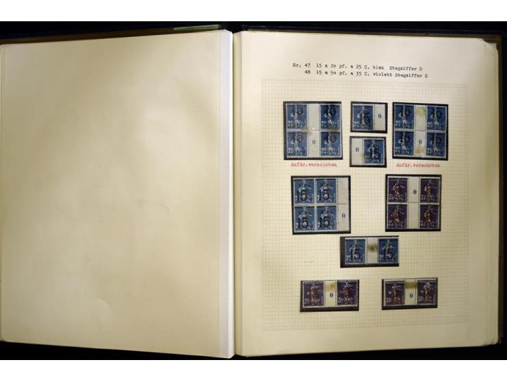 1920/22, vorwiegend ungebrauchte, 4-bändige Spezialsammlung von Druckdaten, Zwischenstegpaare und Millesime, dabei viele Einh
