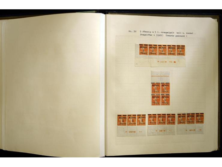 1920/22, vorwiegend ungebrauchte, 4-bändige Spezialsammlung von Druckdaten, Zwischenstegpaare und Millesime, dabei viele Einh