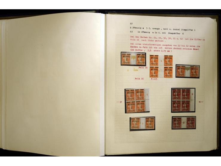 1920/22, vorwiegend ungebrauchte, 4-bändige Spezialsammlung von Druckdaten, Zwischenstegpaare und Millesime, dabei viele Einh