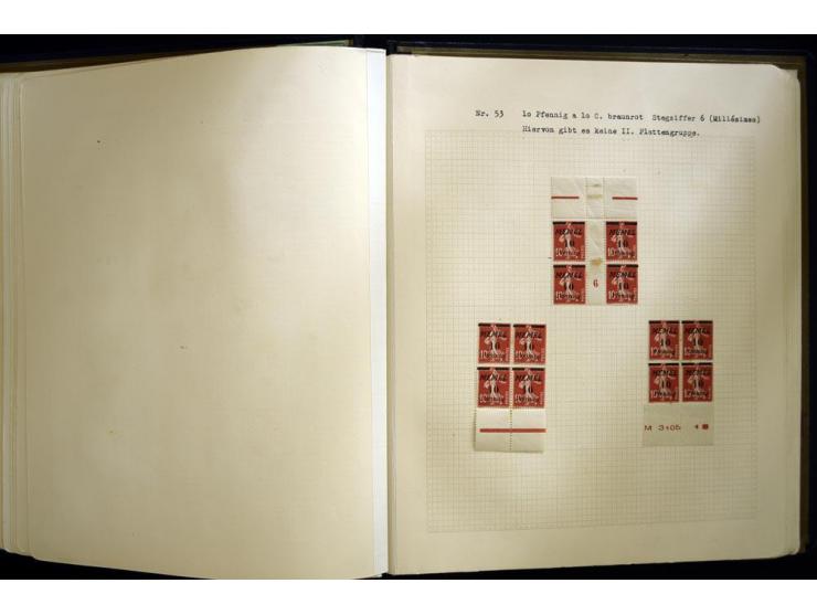 1920/22, vorwiegend ungebrauchte, 4-bändige Spezialsammlung von Druckdaten, Zwischenstegpaare und Millesime, dabei viele Einh