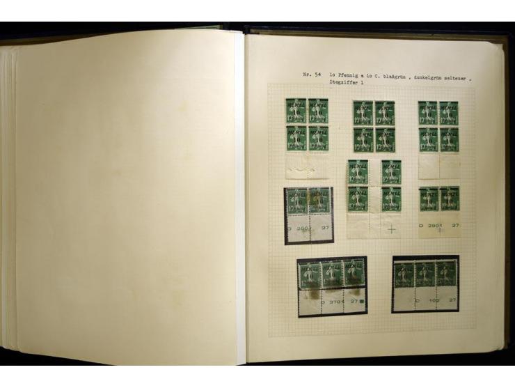 1920/22, vorwiegend ungebrauchte, 4-bändige Spezialsammlung von Druckdaten, Zwischenstegpaare und Millesime, dabei viele Einh