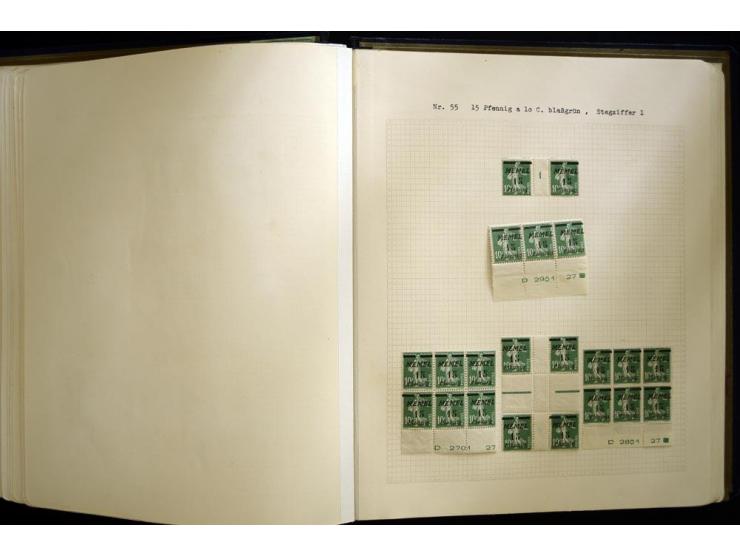 1920/22, vorwiegend ungebrauchte, 4-bändige Spezialsammlung von Druckdaten, Zwischenstegpaare und Millesime, dabei viele Einh