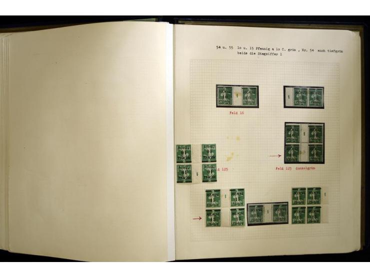 1920/22, vorwiegend ungebrauchte, 4-bändige Spezialsammlung von Druckdaten, Zwischenstegpaare und Millesime, dabei viele Einh