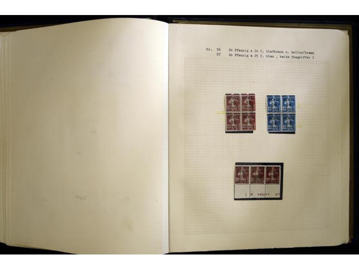1920/22, vorwiegend ungebrauchte, 4-bändige Spezialsammlung von Druckdaten, Zwischenstegpaare und Millesime, dabei viele Einh
