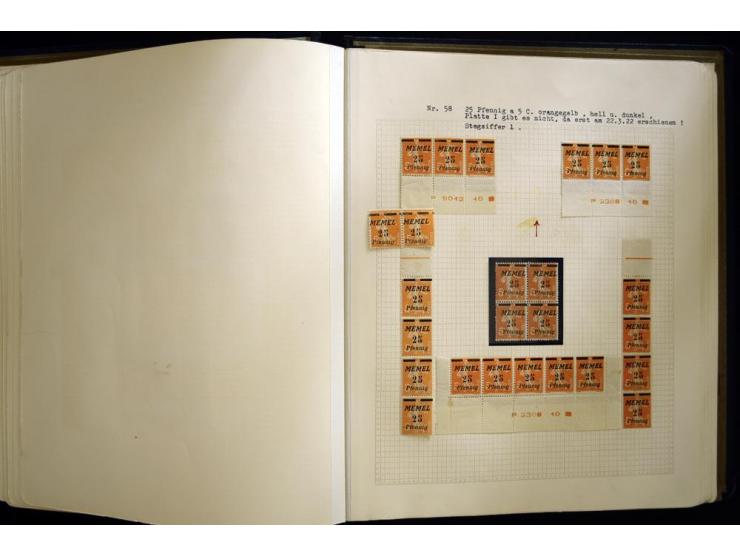 1920/22, vorwiegend ungebrauchte, 4-bändige Spezialsammlung von Druckdaten, Zwischenstegpaare und Millesime, dabei viele Einh