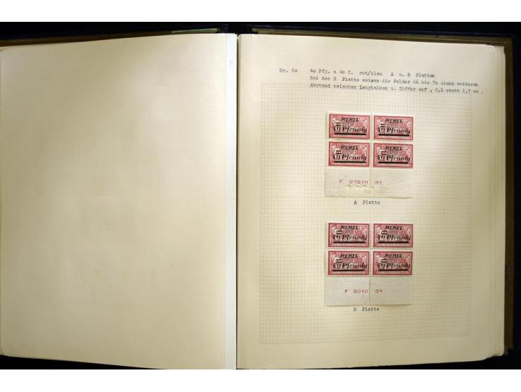 1920/22, vorwiegend ungebrauchte, 4-bändige Spezialsammlung von Druckdaten, Zwischenstegpaare und Millesime, dabei viele Einh