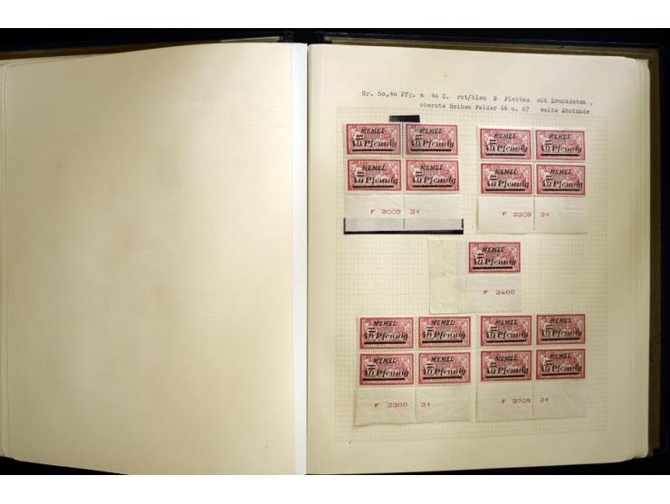 1920/22, vorwiegend ungebrauchte, 4-bändige Spezialsammlung von Druckdaten, Zwischenstegpaare und Millesime, dabei viele Einh